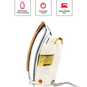 GEEPAS Heavy Weight Dry Iron with Overheat Protection | Golden Ceramic Soleplate | Cord Wrap Facility 2.15 kg 1200 W GDI23011 White/Silver/Gold 2.15 kg 1200 W GDI23011 White/Silver/Gold - Image 10