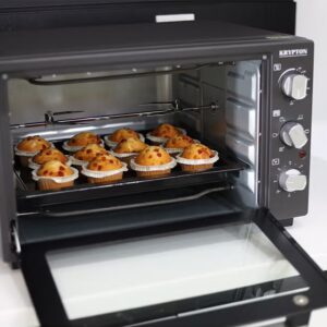 KRYPTON 6-IN-1 Multi-Functional Counter Top Electric Kitchen Oven With Powerful Rotisserie, Crumb Tray, Perfect For Grilling, Toasting And Roasting, 100- 250°C Adjustable Temperature, 60 Minutes Timer with Bell Ring & Power Indicator Light 45 L 2000 W KNO6246 Black - Image 4