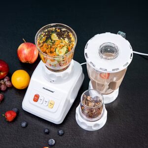 Olsenmark Multi-Functional 3 In 1 Blender, With 1.5 Liter Jar Capacity, Stainless Steel Blade & Housing, Overheat Protection, Multi-Functional Design For Blending, Grinding & Mincing, 2 Speed Function 1.5 L 600 W OMSB2054S White/Clear - Image 4