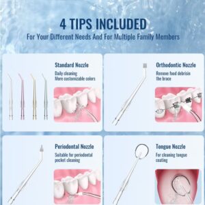 DOSCHER Portable Water Dental Flosser For Teeth Cleaning Dental Oral Irrigator With 4 Modes Scalable 5 Jet Nozzles IPX7 Water Resistance 300ML - Image 8