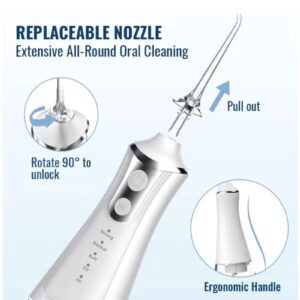 DOSCHER Portable Water Dental Flosser For Teeth Cleaning Dental Oral Irrigator With 4 Modes Scalable 5 Jet Nozzles IPX7 Water Resistance 300ML - Image 11