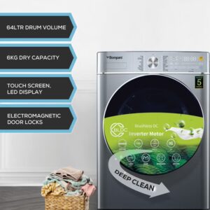 Bompani Washer Dryer 9/6 Kg, Fully Automatic Front Load Combo Wash And Dry, 9 Kg Wash And 6 Kg Dry, 1400 RPM, 16 Wash Programs, Quick Wash In 15min And 4 Drying Programs 9 kg 9 kg BI1070SSN Silver - Image 4