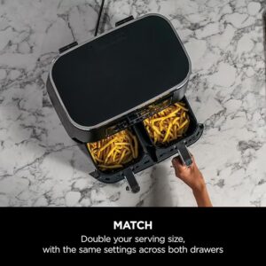 Ninja Foodi Dual Zone Digital Air Fryer, 2 Drawers, 7.6L, 6-In-1, Uses No Oil, Air Fry, Max Crisp, Roast, Bake, Reheat, Dehydrate, Cooks 4-6 Portions, Non-Stick, Dishwasher Safe Baskets 7.6 L 2470 W AF300ME/AF300EU Black - Image 5