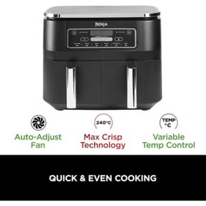 Ninja Foodi Dual Zone Digital Air Fryer, 2 Drawers, 7.6L, 6-In-1, Uses No Oil, Air Fry, Max Crisp, Roast, Bake, Reheat, Dehydrate, Cooks 4-6 Portions, Non-Stick, Dishwasher Safe Baskets 7.6 L 2470 W AF300ME/AF300EU Black - Image 10