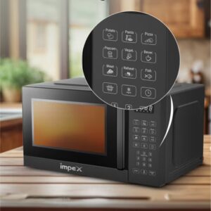 Impex 20L Digital Microwave Oven (MO 8101ADB) | 700W Power | 8 Preset Menus | 10 Power Levels | Child Safety Lock | Defrost Function | 99-Min Timer | Push Button Door | 255mm Glass Turntable | 2-Year Warranty | Compact & Efficient Kitchen Appliance 20 L 700 W MO 8101ADB Black 20 L 700 W MO 8101ADB Black - Image 6