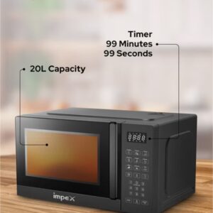 Impex 20L Digital Microwave Oven (MO 8101ADB) | 700W Power | 8 Preset Menus | 10 Power Levels | Child Safety Lock | Defrost Function | 99-Min Timer | Push Button Door | 255mm Glass Turntable | 2-Year Warranty | Compact & Efficient Kitchen Appliance 20 L 700 W MO 8101ADB Black 20 L 700 W MO 8101ADB Black - Image 7