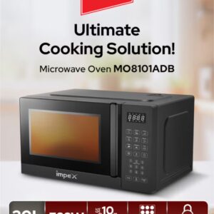 Impex 20L Digital Microwave Oven (MO 8101ADB) | 700W Power | 8 Preset Menus | 10 Power Levels | Child Safety Lock | Defrost Function | 99-Min Timer | Push Button Door | 255mm Glass Turntable | 2-Year Warranty | Compact & Efficient Kitchen Appliance 20 L 700 W MO 8101ADB Black 20 L 700 W MO 8101ADB Black - Image 8
