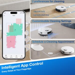 ecovacs DEEBOT Robot Vacuum Clener, 8000 Pa Strongest Suction for Deep Cleaning and Mopping, Anti-Tangle Technology, TrueMapping Intelligent Path Planning, Auto-Empty, APP Control 45 W N20 PRO PLUS White - Image 3