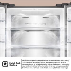 Hisense Gross 610L/Net 456L Cross Door  Refrigerator Fridge RQ5G470SBS3, My Fresh Choice Function, Metal-Tech Cooling, Durable Inverter, Premium Flat Door Design, Total No Frost, Multi AirFlow, Inverter RQ5G470SBS3 SILVER - Image 5
