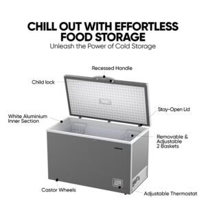 NIKAI Single Door Chest Freezer With Storage Basket, High Energy Efficiency Cooling System, Adjustable Temperature, Silent Operation, For Home And Restaurants 540 L 1200 W NCF540N7S Grey - Image 3
