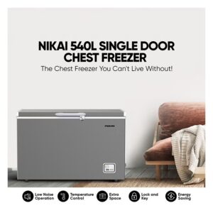 NIKAI Single Door Chest Freezer With Storage Basket, High Energy Efficiency Cooling System, Adjustable Temperature, Silent Operation, For Home And Restaurants 540 L 1200 W NCF540N7S Grey - Image 7