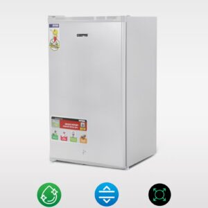 GEEPAS 110L Gross/ 95L Net Capacity, Direct Cool Single Door Defrost Refrigerator With Silver Finish, Recessed Handle, Glass Shelves, Transparent Door Basket, Adjsutable Front Wheel, Lock & Key, Low Noise GRF119SPE Silver - Image 2