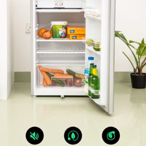 GEEPAS 110L Gross/ 95L Net Capacity, Direct Cool Single Door Defrost Refrigerator With Silver Finish, Recessed Handle, Glass Shelves, Transparent Door Basket, Adjsutable Front Wheel, Lock & Key, Low Noise GRF119SPE Silver - Image 3