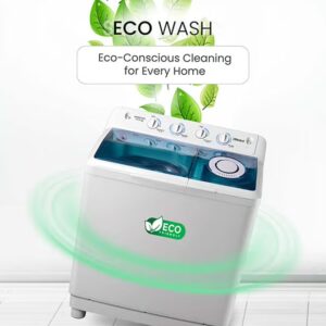 Nobel 13kg Semi-Automatic Twin Tub Top Load Washing Machine – 7.5kg Spin, 4 Control Knobs, Double Layer Cabinet, Blue ABS Lid 13 L 790 W NWM1450 White - Image 3