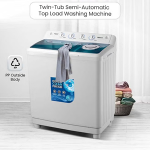 Nobel 13kg Semi-Automatic Twin Tub Top Load Washing Machine – 7.5kg Spin, 4 Control Knobs, Double Layer Cabinet, Blue ABS Lid 13 L 790 W NWM1450 White - Image 6