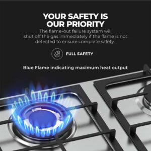 NIKAI 4 Burner Gas Hob With Auto Ignition, Cast Iron Support, Full Safety Features, Straight Flame, Stainless Steel Body, Rapid Burner, Semi-Rapid Burner, Auxiliary Burner NGH3005N Silver - Image 5