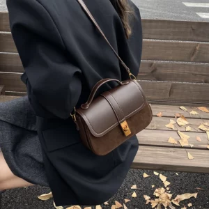 Branded Mini Square Flap Cross Body Bags For Women 2025 Latest Luxury Designer Purses And Handbags PU Suede Shoulder Saddle Bag - Image 2