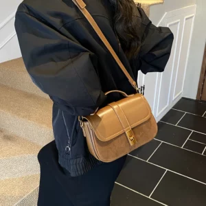Branded Mini Square Flap Cross Body Bags For Women 2025 Latest Luxury Designer Purses And Handbags PU Suede Shoulder Saddle Bag - Image 3