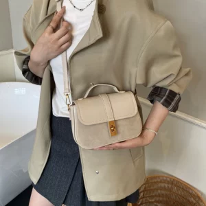 Branded Mini Square Flap Cross Body Bags For Women 2025 Latest Luxury Designer Purses And Handbags PU Suede Shoulder Saddle Bag - Image 4