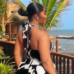 2025 Women V-neck Sleeveless Halter Print Midi Dress Backless Elegant Birthday Beach Party Vestidos Big Swing Dresses - Image 3