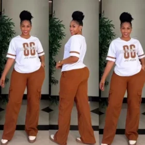 2 Piece Women Set Dashiki African Clothes Summer New Fashion Short Sleeve Top And Jeans Suit Party Lady Matching Sets - Image 2