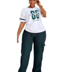 2 Piece Women Set Dashiki African Clothes Summer New Fashion Short Sleeve Top And Jeans Suit Party Lady Matching Sets - Image 4