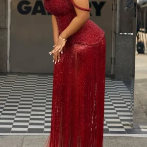 Mila Red Prom Dresses Beaded Strapless Backless Customized Formal Evening Sleeveless Floor-Length A-line vestidos de gala 2025 - Image 2