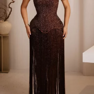 Mila Red Prom Dresses Beaded Strapless Backless Customized Formal Evening Sleeveless Floor-Length A-line vestidos de gala 2025 - Image 6