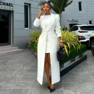 Simple One Button Blazer 1 Piece Vintage Floor Length Full Sleeve Long Coat Customized Casual Show Power Dresses Jacket - Image 5