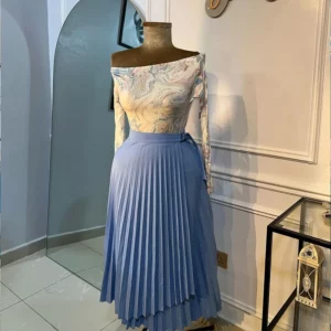 OMSJ Elegant Lady Pleated Irregular High Waist Buckle Mid-length A-line Skirts Solid Color Simple Loose Elastic Spring Skirt - Image 7