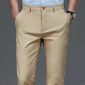 Male Smart Casual Pants Stretchy Sports Men's Fast Dry Trousers Spring Autumn Full Length Straight Office Black Navy Work Pants - Image 2