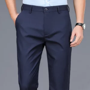 Male Smart Casual Pants Stretchy Sports Men's Fast Dry Trousers Spring Autumn Full Length Straight Office Black Navy Work Pants - Image 3