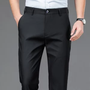 Male Smart Casual Pants Stretchy Sports Men's Fast Dry Trousers Spring Autumn Full Length Straight Office Black Navy Work Pants - Image 4