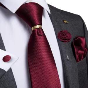 Designer Mens Necktie Orange Solid Tie Handkerchief Cufflinks Gift Set Men Wedding Party Accessories Gravata Brooch Pin DiBanGu - Image 2