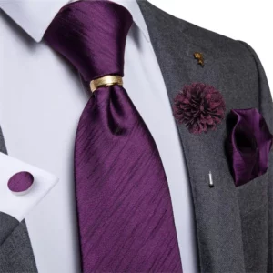Designer Mens Necktie Orange Solid Tie Handkerchief Cufflinks Gift Set Men Wedding Party Accessories Gravata Brooch Pin DiBanGu - Image 4