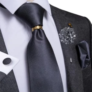 Designer Mens Necktie Orange Solid Tie Handkerchief Cufflinks Gift Set Men Wedding Party Accessories Gravata Brooch Pin DiBanGu - Image 5