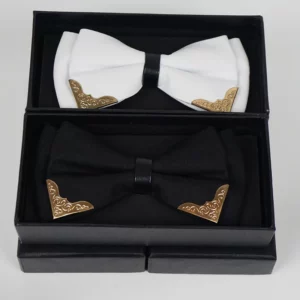 Men's Solid Black White Bow Ties Formal Dress Wedding Bowties For Men Women Leisure Metal Bling Butterfly Bowknot Banquet Cravat - Image 2
