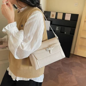 Vsper Belt Buckle Design Retro Shoulder Crossbody Bags For Women PU Leather Pure Color Satchels Bag Large Capacity Handbags 2026 - Image 3