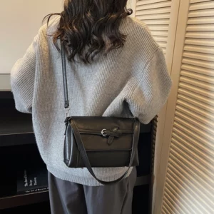 Vsper Belt Buckle Design Retro Shoulder Crossbody Bags For Women PU Leather Pure Color Satchels Bag Large Capacity Handbags 2026 - Image 5