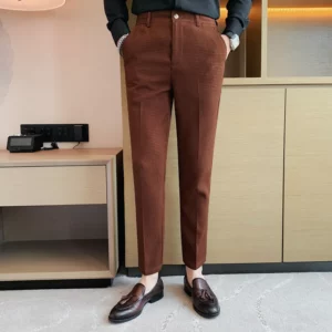 2024 Autumn New Waffle Stretch Waist Business Formal Pants Men Fashion Wedding Slim Trouser Mens Brand Social Party Suit Pants - Image 4