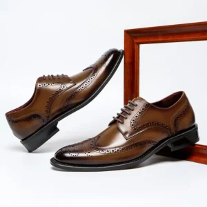 Luxury Men's Genuine Leather Brogues Shoes New 2025 Lace-Up Business Formal Oxford Shoes For Men Plus Size 38-45 - Image 4