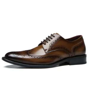Luxury Men's Genuine Leather Brogues Shoes New 2025 Lace-Up Business Formal Oxford Shoes For Men Plus Size 38-45 - Image 5