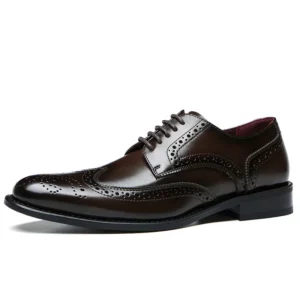 Luxury Men's Genuine Leather Brogues Shoes New 2025 Lace-Up Business Formal Oxford Shoes For Men Plus Size 38-45 - Image 6