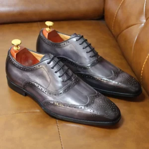 Luxury Men's Dress Shoes Genuine Calf Leather Oxford Shoes for Men Wingtip Brogue Comfortable Business Formal Shoes Male - Image 3