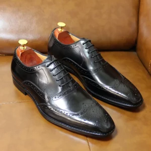 Luxury Men's Dress Shoes Genuine Calf Leather Oxford Shoes for Men Wingtip Brogue Comfortable Business Formal Shoes Male - Image 6