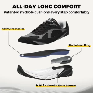 Fitville Extra Wide Walking Shoes for Men Wide Cushioned Sports Shoes For Swollen Feet Flat Feet Arch Fit Relieve Heel Pain - Image 5