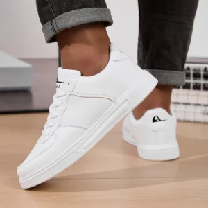 Leather Men White Sneakers Breathable Skateboarding Shoes Mens Outdoor Walking Running Shoes Couple Casual Shoes Size 36-45 - Image 3