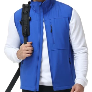 Men's Windproof Softshell Thick Vest, Comfortable Sleeveless Jacket Multi Pocket Sports Vest for Hiking Cycling - Image 3