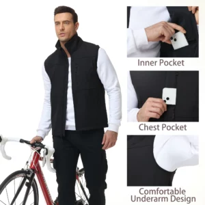 Men's Windproof Softshell Thick Vest, Comfortable Sleeveless Jacket Multi Pocket Sports Vest for Hiking Cycling - Image 5