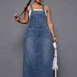 XL-5XL Plus Size Clothes Dresses Women Robes Overalls Denim Loose Street Style Casual 3XL 4XL Big Size Maxi Dress Oversized - Image 3